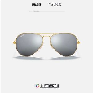 RayBan Silver Flash Lenses Polarized Gold Frame 58/14